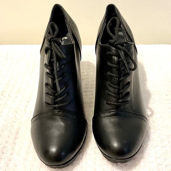 WHITE MOUNTAIN BLACK SAMMIE OXFORD LACE UP HIGH HEEL ANKLE BOOTS SZ 7.5 - Picture 2 of 12